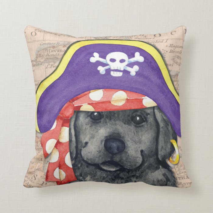 Black Lab Pirate Throw Pillow Zazzle