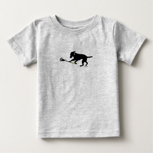 Black Lab Playing Lacrosse Baby T_Shirt