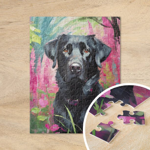 Black Lab Portrait Modern Art Jigsaw Puzzle