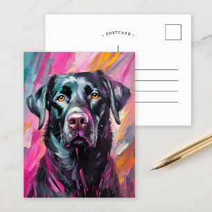 Black Lab Portrait Modern Art Postcard