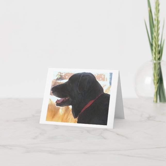 Black Lab Portrait - Ranch Dog Lover - Blank Card (Front)