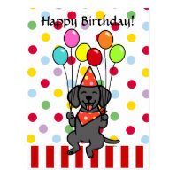 Black Lab Puppy Birthday Balloons Postcard