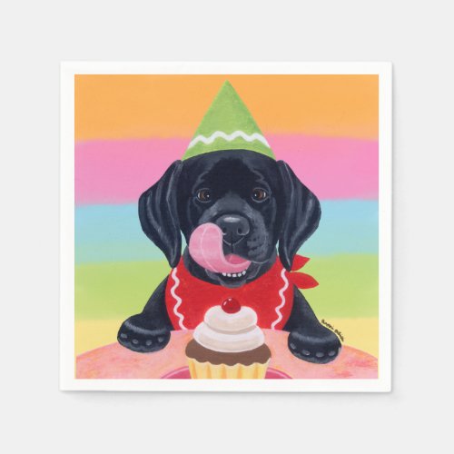 Black Lab Puppy Birthday Cupcake Paper Napkins