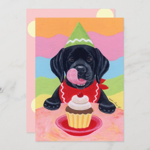 Black Lab Puppy Birthday Invitations