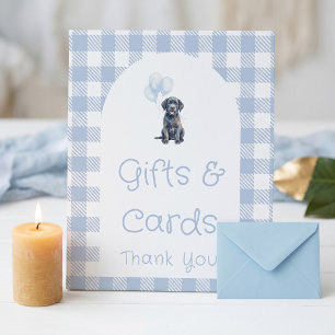 Black Lab Puppy Blue Baby Shower Gifts and Cards Pedestal Sign