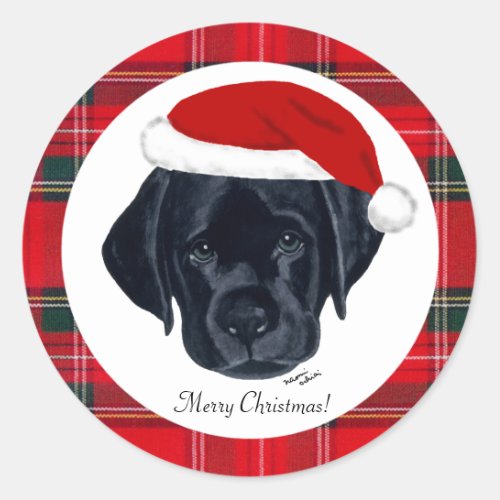 Black Lab Puppy Christmas Santa Stickers