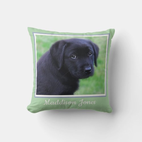 Black Lab Puppy _ Cute Dog _ Labrador Retriever Throw Pillow