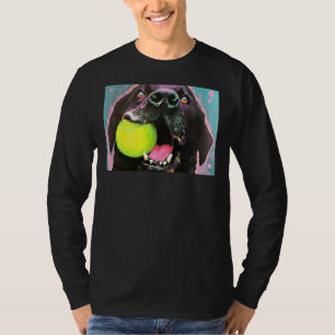 Black Lab Puppy Dog With Tennis Ball Colorful Orig T-Shirt