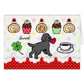 Black Lab Puppy Heart Cartoon (Front Horizontal)