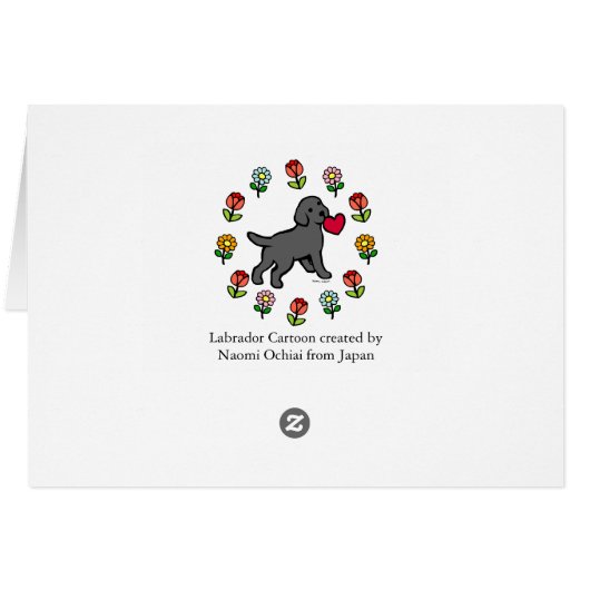Black Lab Puppy Heart Cartoon Floral (Back Horizontal)