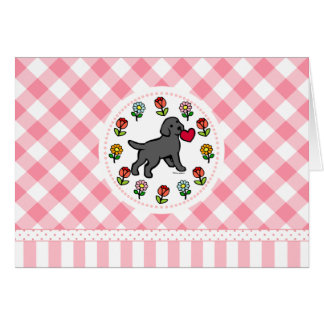 Black Lab Puppy Heart Cartoon Floral