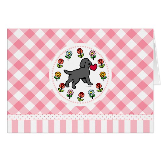 Black Lab Puppy Heart Cartoon Floral (Front Horizontal)