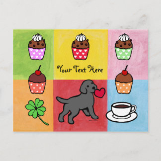 Black Lab Puppy Heart Cartoon Postcard