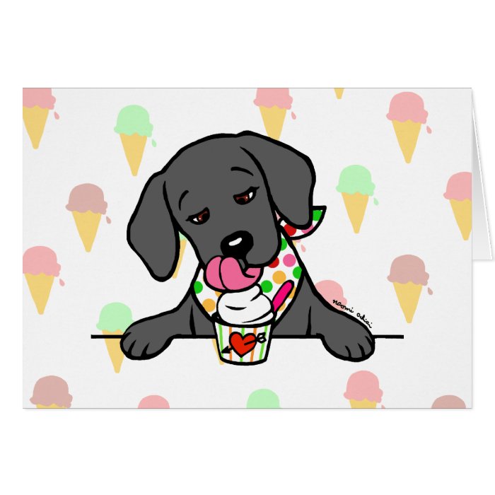 Black Lab Puppy Ice Cream Cartoon Cards