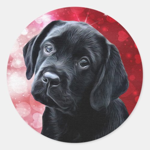 Black Lab Puppy _ Labrador _ Valentine Puppy Classic Round Sticker