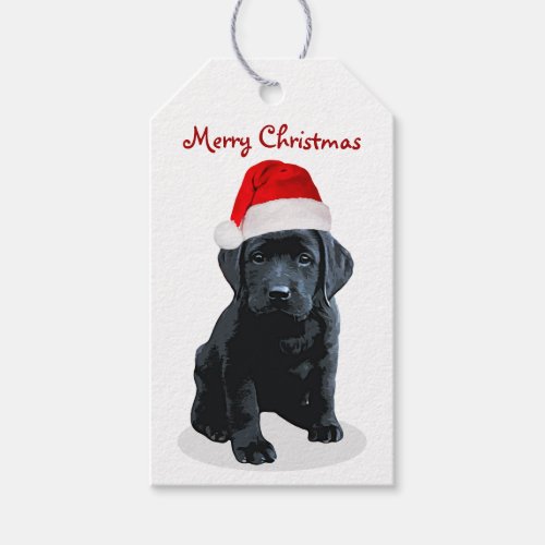 Black Lab Puppy Merry Christmas Labrador Santa Dog Gift Tags