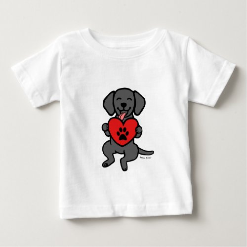 Black Lab Puppy Paw Print Heart Baby T_Shirt