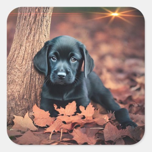 Black Lab Puppy Square Sticker