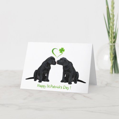 Black Lab Puppy St Patricks Day Holiday Card