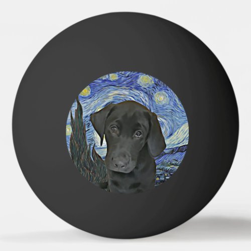Black Lab Puppy Starry Night Ping Pong Ball
