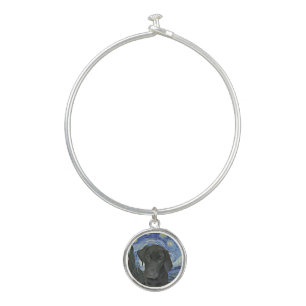 Black Lab Puppy Starry Night Van Gogh Inspired  Bangle Bracelet