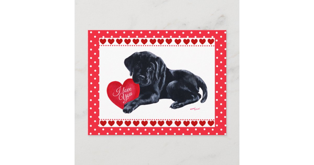 Black Lab Puppy Valentine's Day card | Zazzle.com