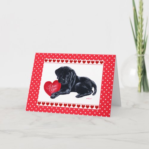 Black Lab Puppy Valentines Day card