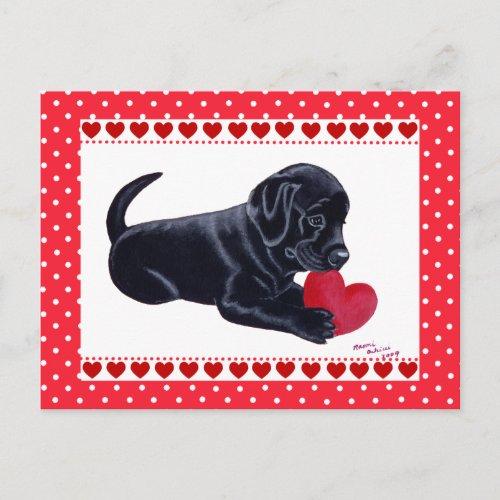 Black Lab Puppy Valentines Day card