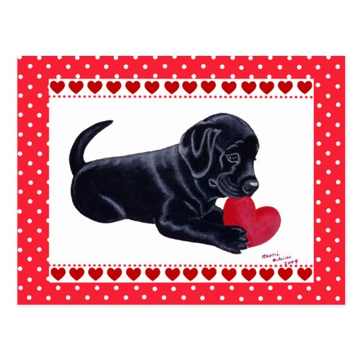 Black Lab Puppy Valentine's Day card | Zazzle