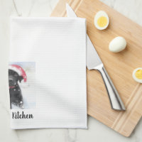 Black Lab with Santa Hat Kitchen Towel