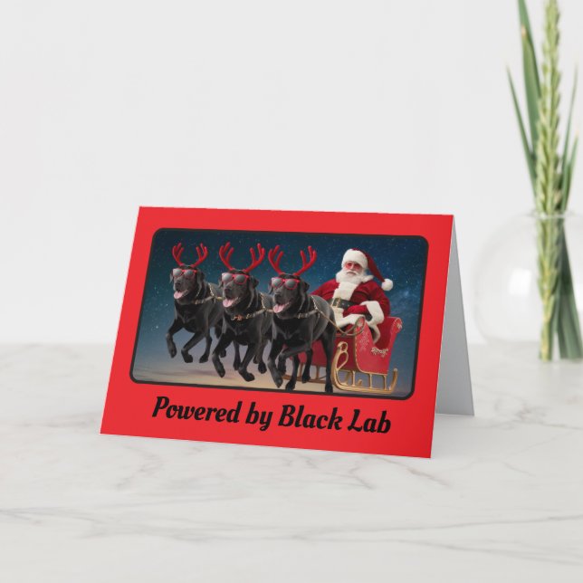 Black Lab Reindeer Card (Front)