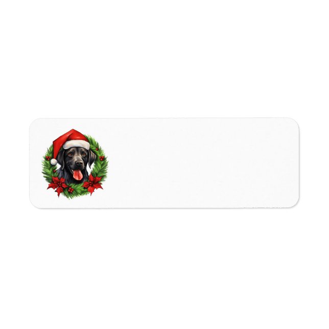 Black lab retriever holiday wreath label (Front)