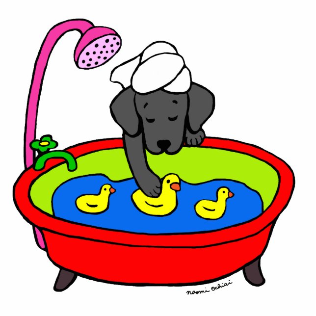 Black Lab & Rubber Ducks Cartoon Statuette (Front)