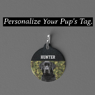 Black Lab Rugged Camo Name Cool Dog Animal Pet ID Tag