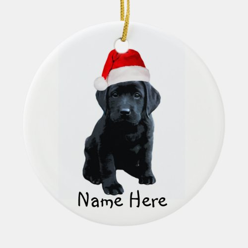 Black Lab Santa Christmas Ornament