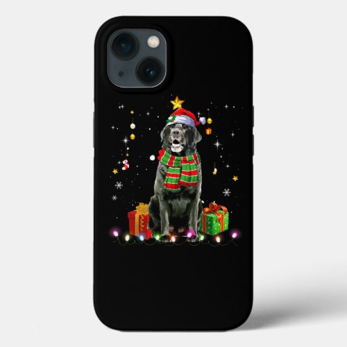 Black Lab Santa Christmas Tree Lights Funny Xmas P iPhone 13 Case
