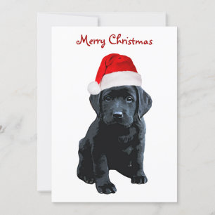 Black Lab Santa Dog Merry Christmas - Labrador Dog Holiday Card