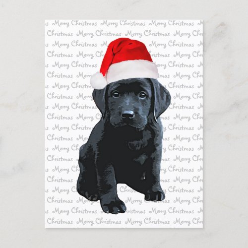 Black Lab Santa Dog Merry Christmas _ Labrador Dog Holiday Postcard