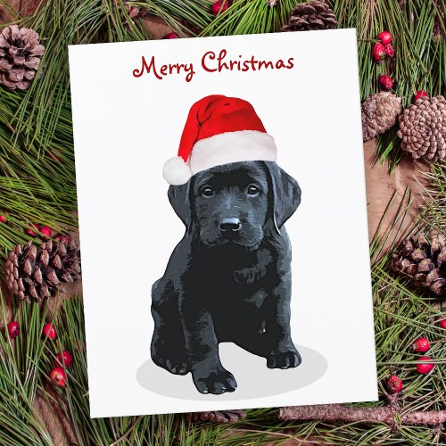 Black Lab Santa _ Merry Christmas _ Labrador Dog Holiday Postcard