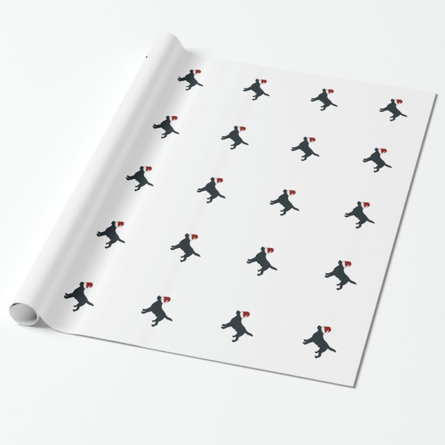 Black Lab Santa Wrapping Paper (Unrolled)