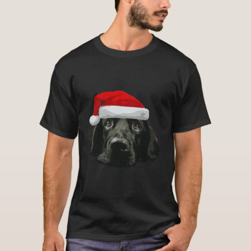 Black Lab Shirt Cute Santa Hat Image Funny Christm