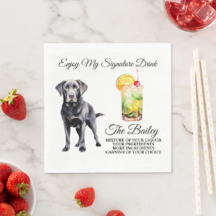 Black Lab Signature Drink Wedding Pet Napkins