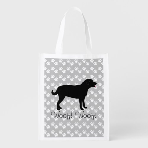 Black Lab Silhouette Personalize with Your Text Grocery Bag