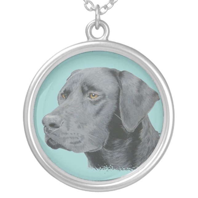 Black Lab Silver Plated Necklace (Front)