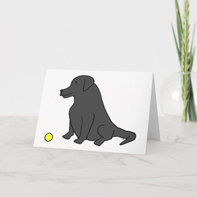 Black Lab “Sit. Stay. Have A Ball.” Dog Birthday Card (Front)