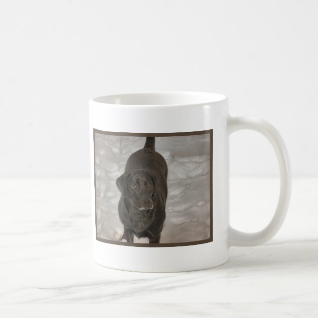 black lab snow storm coffee mug (Right)