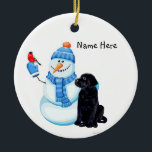 Black Lab Snowman Christmas Ornament<br><div class="desc">Black Lab Snowman Christmas Ornament</div>