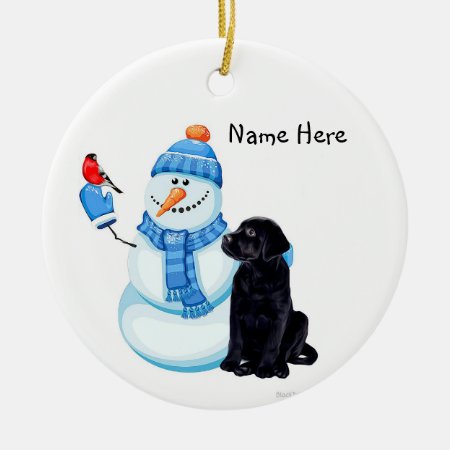 Black Lab Snowman Christmas Ornament