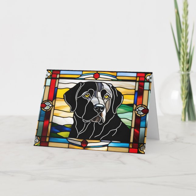 Black Lab Stained Glass Card (Front)