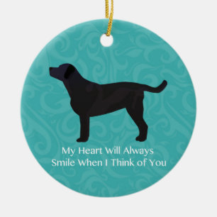 Black Lab Thinking of You Design Ceramic Ornament